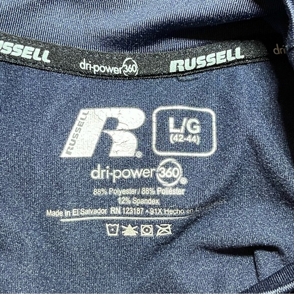 Russell Dri-Power 360 Mock Neck Long Sleeve Shirt Mens Size Large Blue Stretch - Picture 4 of 9